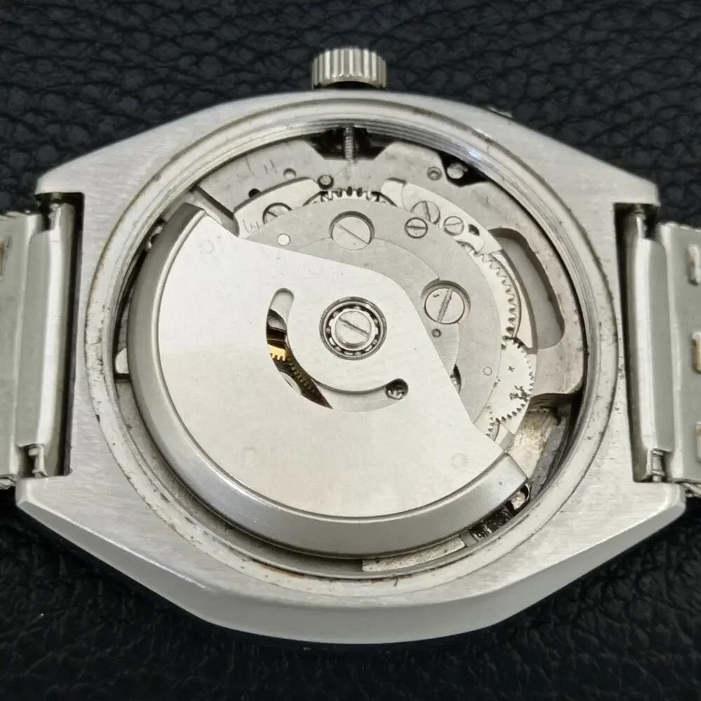 Vintage 1976 Ricoh Automatic Mens Silver Watch W/daydate & Patina accents
